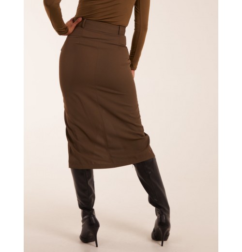 Front Split Midi Utility Skirt