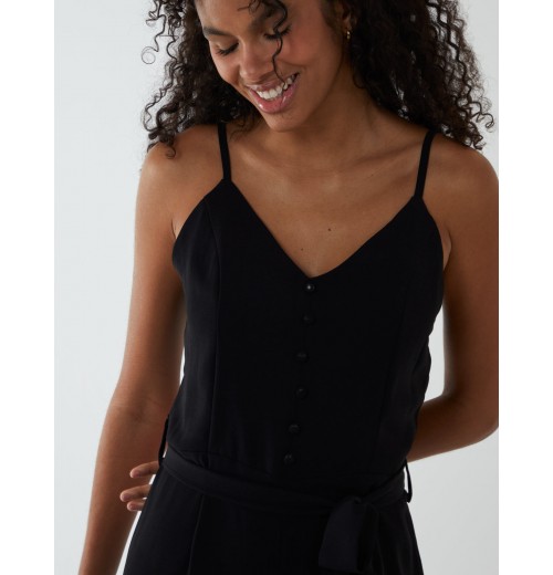 Button Front Strappy Jumpsuit