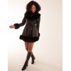 PU Faux Fur Trimmed Belted Coat