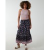 Elasticated Waistband Tiered Midi Skirt