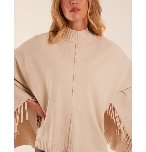 Tassel High Neck Poncho