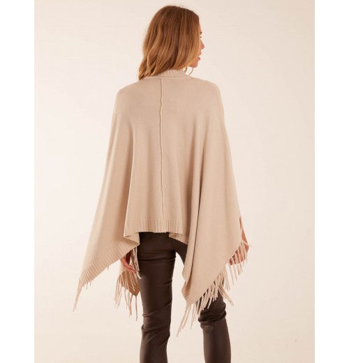 Tassel High Neck Poncho