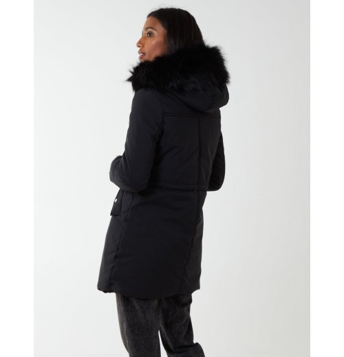 Black Reversible Faux Fur & Trench Jacket